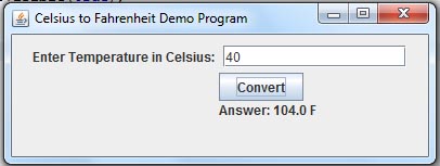 Calculate Celsius to Fahrenheit Temperature in Java Screenshot