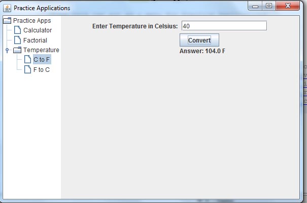 JTree Simple Practice Application in Java Output 4